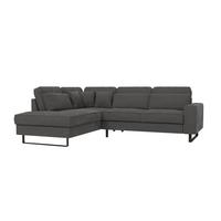 ECKSOFA Zuri Grau Samt - Schwarz/Grau, Holz/Kunststoff (290/231cm) - S-Style Möbel