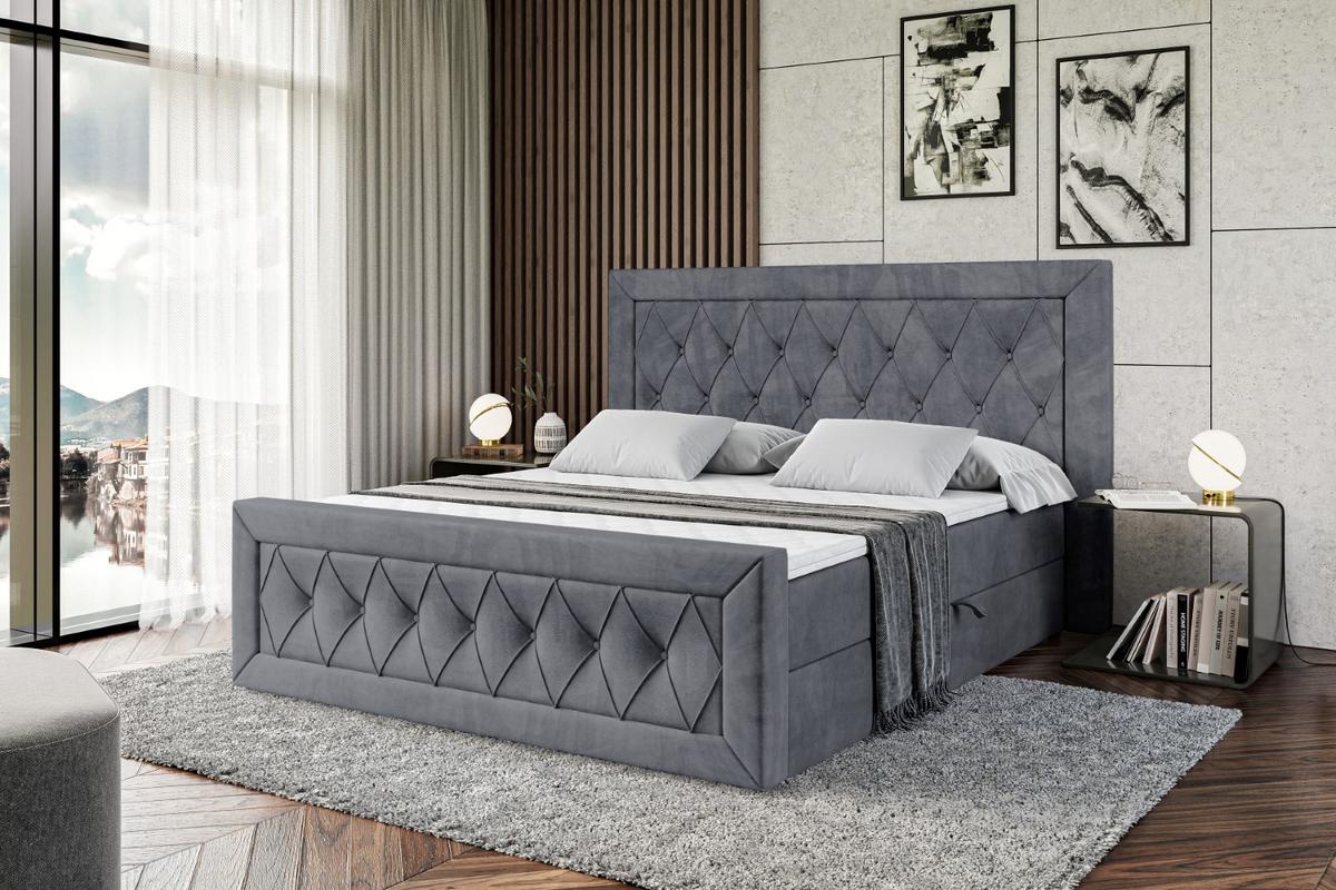 BOXBETT NOEL-Z - 180 x 200 - H4 - Dunkelgrau - Dunkelgrau, Holzwerkstoff (180/200cm) - ALTDECOR
