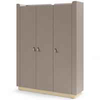 DREHTÜRENSCHRANK Sorella mit 3 Türen, 150 cm, für Jugendzimmer, Porcini + Eiche Mavelie - Eichefarben/Cappuccino, Leder/Holzwerkstoff (150/201/52cm) - Beautysofa