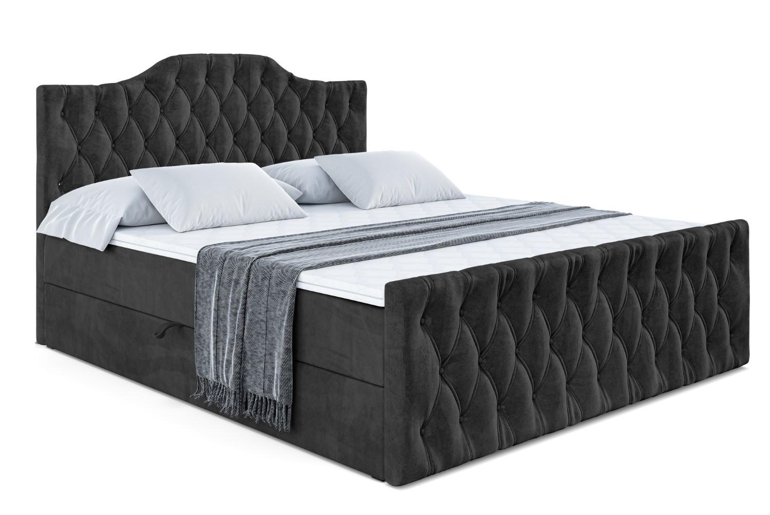 BOXBETT VILA-1-Z - 120x200 cm - H3 - Schwarz - Schwarz, Holzwerkstoff (120/200cm) - ALTDECOR