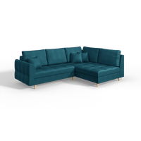 ECKSOFA Lorine Mikrofaser Blau - Blau/Hellbraun, Buchenholz/Textil (231/161cm) - S-Style Möbel