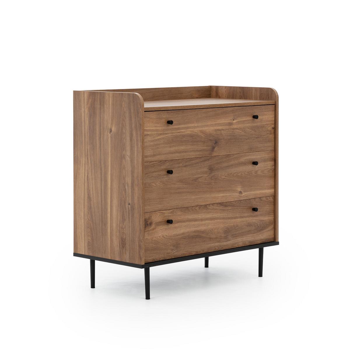 KOMMODE Vasilia mit 3 Schubladen, Brandy Castello - Eichefarben, Holzwerkstoff (90/90/45cm) - Beautysofa