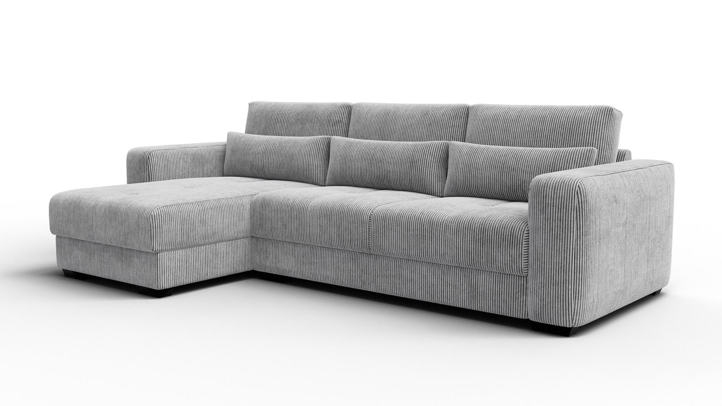 ECKSOFA OLI 4-Sitzer links, hellgrau - Hellgrau, Holz/Textil (295/172cm) - Wozimo