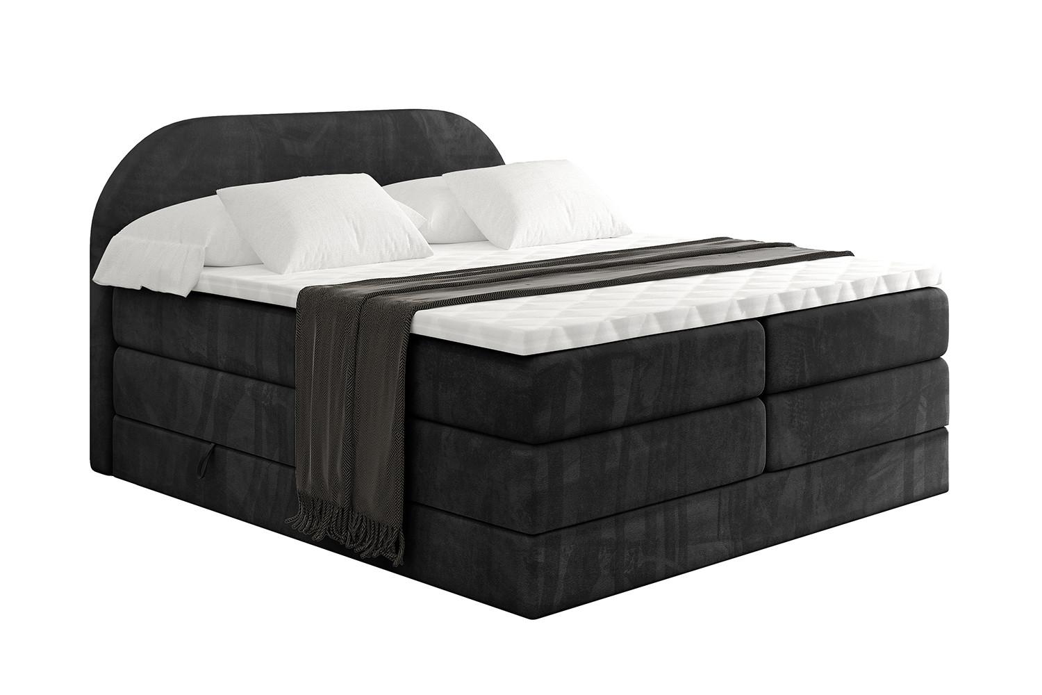 BOXSPRINGBETT mit Matratze und Lattenrost - NOX KING-180x200 - Schwarz Casablanca - Schwarz, Holzwerkstoff (180/200cm) - ALTDECOR