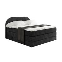 BOXSPRINGBETT mit Matratze und Lattenrost - NOX KING-200x200 - Schwarz Casablanca - Schwarz, Holzwerkstoff (200/200cm) - ALTDECOR