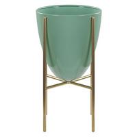 PFLANZENSTÄNDER Metall mintgrün/gold 31 cm Lefki - Goldfarben/Grün, Metall (31cm) - Beliani