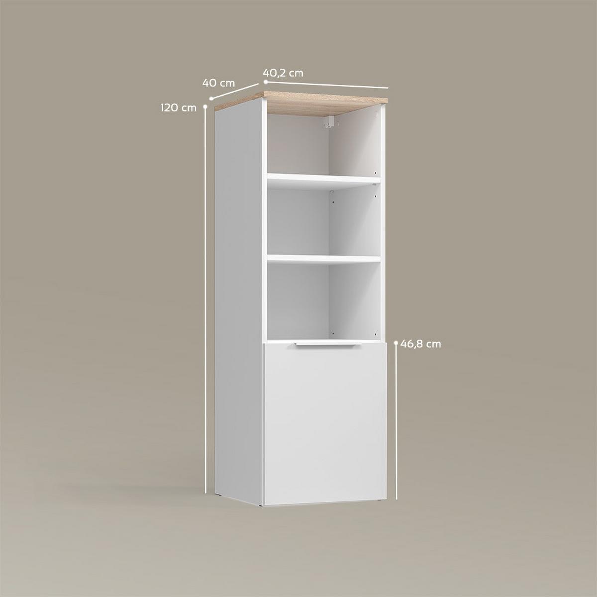 UNIVERSALSCHRANK Piave Weiß/Sonoma mit einer Tür - Weiß/Sonoma Eiche, Holzwerkstoff (40.2/120/40cm) - Livinity®