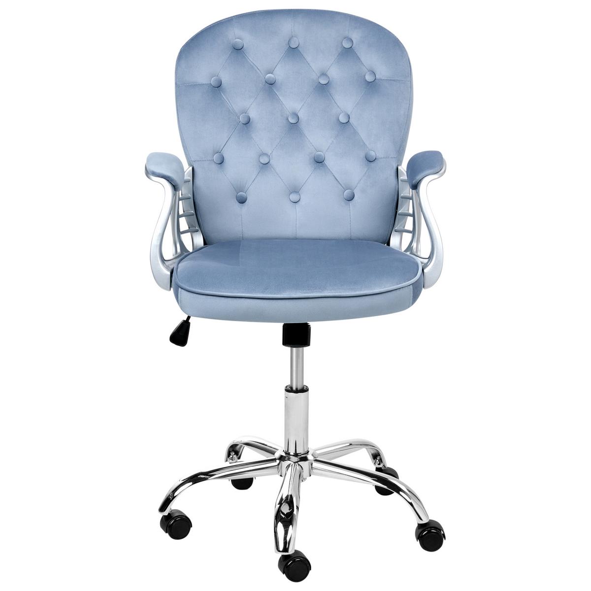 SCHREIBTISCHSTUHL Samtstoff Hellblau Princess - Hellblau, Textil (58/93/58cm) - Beliani