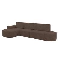 ECKSOFA mit Schlaffunktion Ottomane Links MARI L2-S 368X167X85 Braun Velours - Alteiche/Schwarz, Holzwerkstoff/Kunststoff (368/167cm) - ALTDECOR