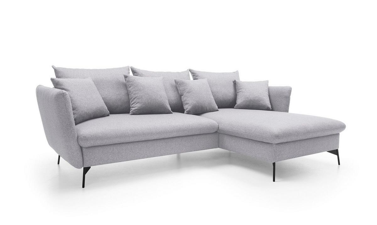 ECKSOFA FERRO Grau Geflochtener Stoff mit Schlaffunktion - Grau, Holz (258/167cm) - MASSENO