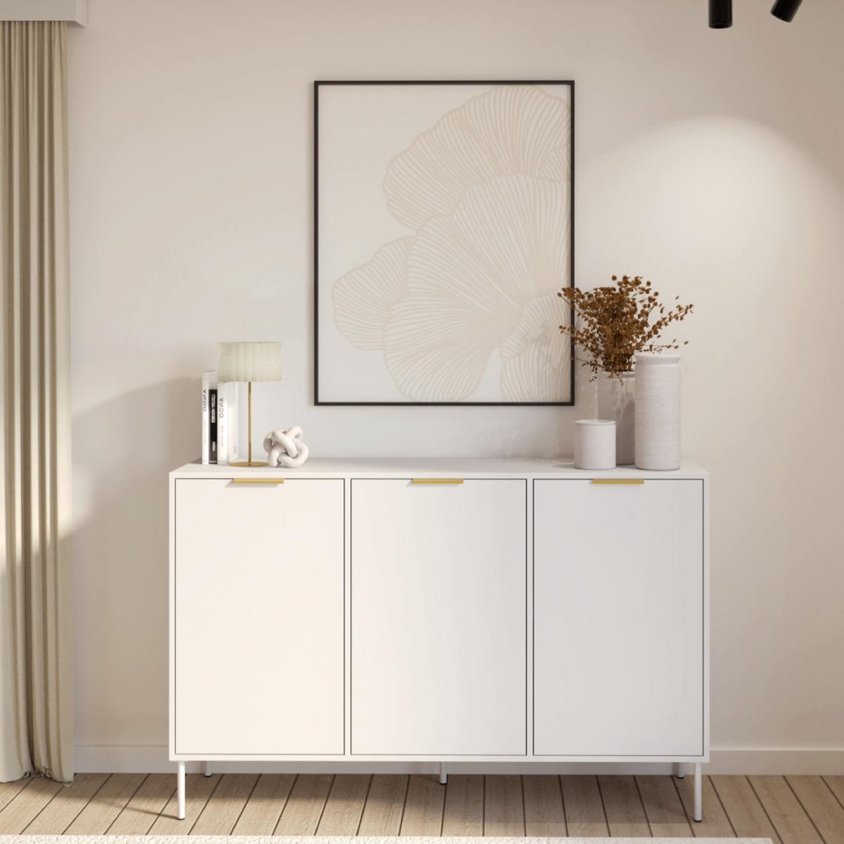 SIDEBOARD Vena Weiß 150 cm - Goldfarben/Weiß, Holzwerkstoff/Kunststoff (150/86/40cm) - Selsey