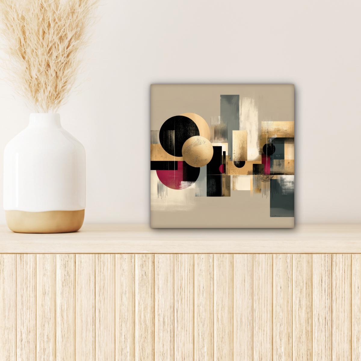 LEINWANDBILD Abstrakt - Formen - Beige - Texturen Deko Wohnzimmer 20x20 cm - Beige, Textil (20/20cm) - MuchoWow