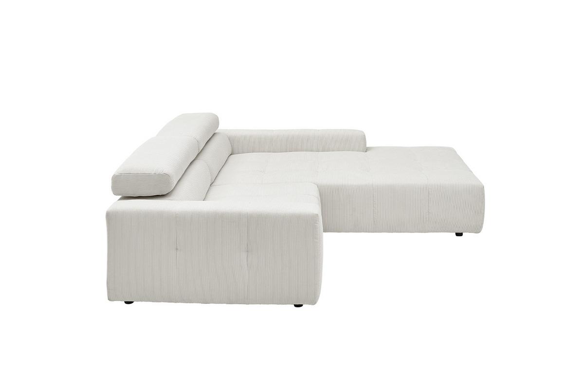 ECKSOFA MIT MOTORISCHEM SITZVORZUG RENO Weiß Cord Relaxfunktion - Schwarz/Weiß, Kunststoff/Textil (258/217cm) - KAWOLA