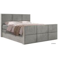 BOXSPRINGBETT DELNOR KING DUO 140/200 - Hellgrau Velvet - Topper Visco - H3 - Hellgrau/Schwarz, Kunststoff/Textil (140/200cm) - MKS