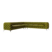 ECKSOFA Chesterfield Laura Olive Samt - Silberfarben/Olivgrün, Holz/Textil (323/323cm) - S-Style Möbel