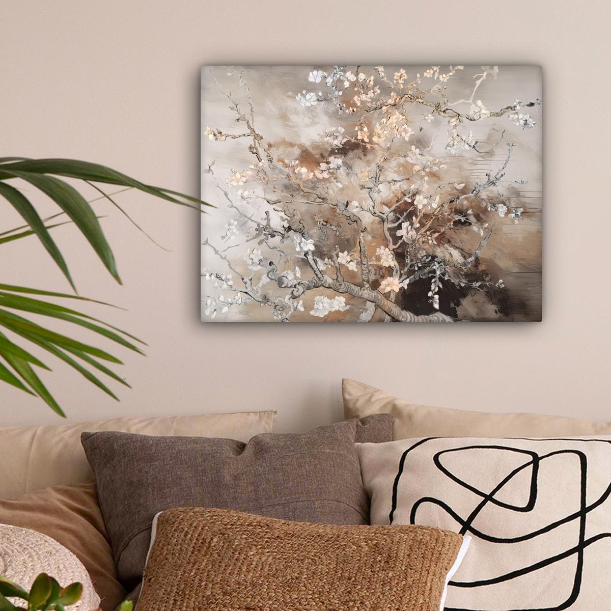 LEINWANDBILD Mandelblüte - Kunst - Van Gogh - Beige - Abstrakt Wandbild 40x30 cm - Braun, Textil (40/30cm) - MuchoWow
