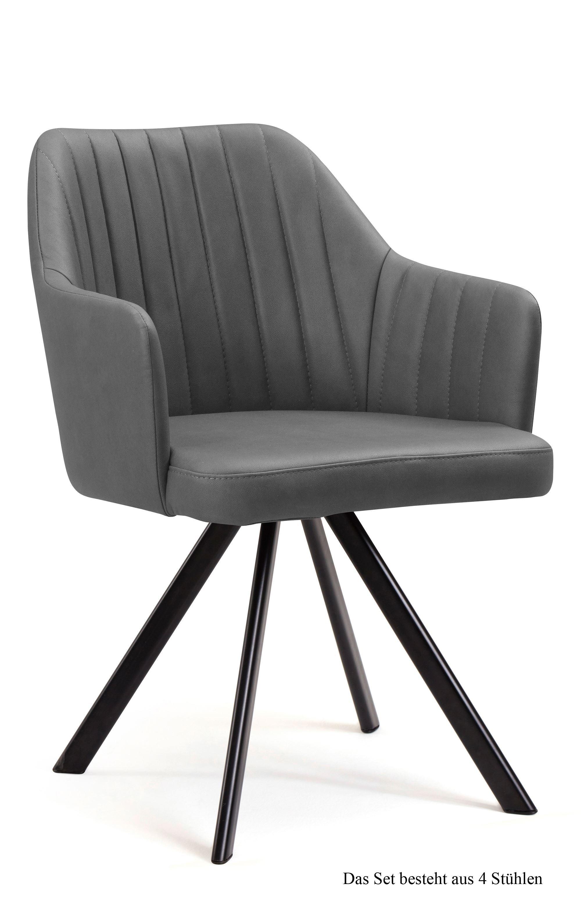 ARMLEHNSTUHL drehbar (4er-Set) Dhana 58x81x60 Schwarz/Grau - Schwarz/Grau, Kunststoff (60/81/58cm) - 58aufmkessel