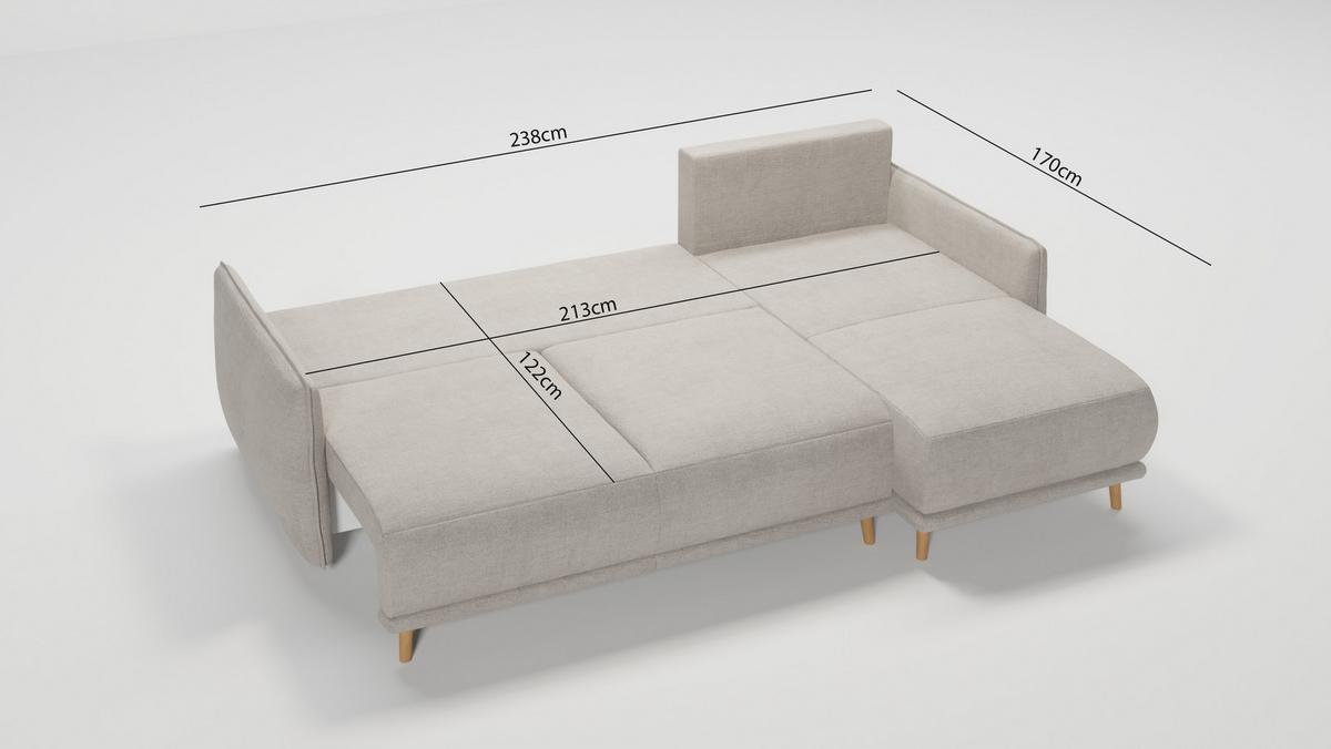 ECKSOFA Chroma Beige Luxusmicrofaser - Ecru/Beige, Holz/Textil (238/170cm) - S-Style