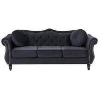 3-SITZER-SOFA Samtstoff Schwarz Skien - Schwarz, Textil (204/86/78cm) - Beliani