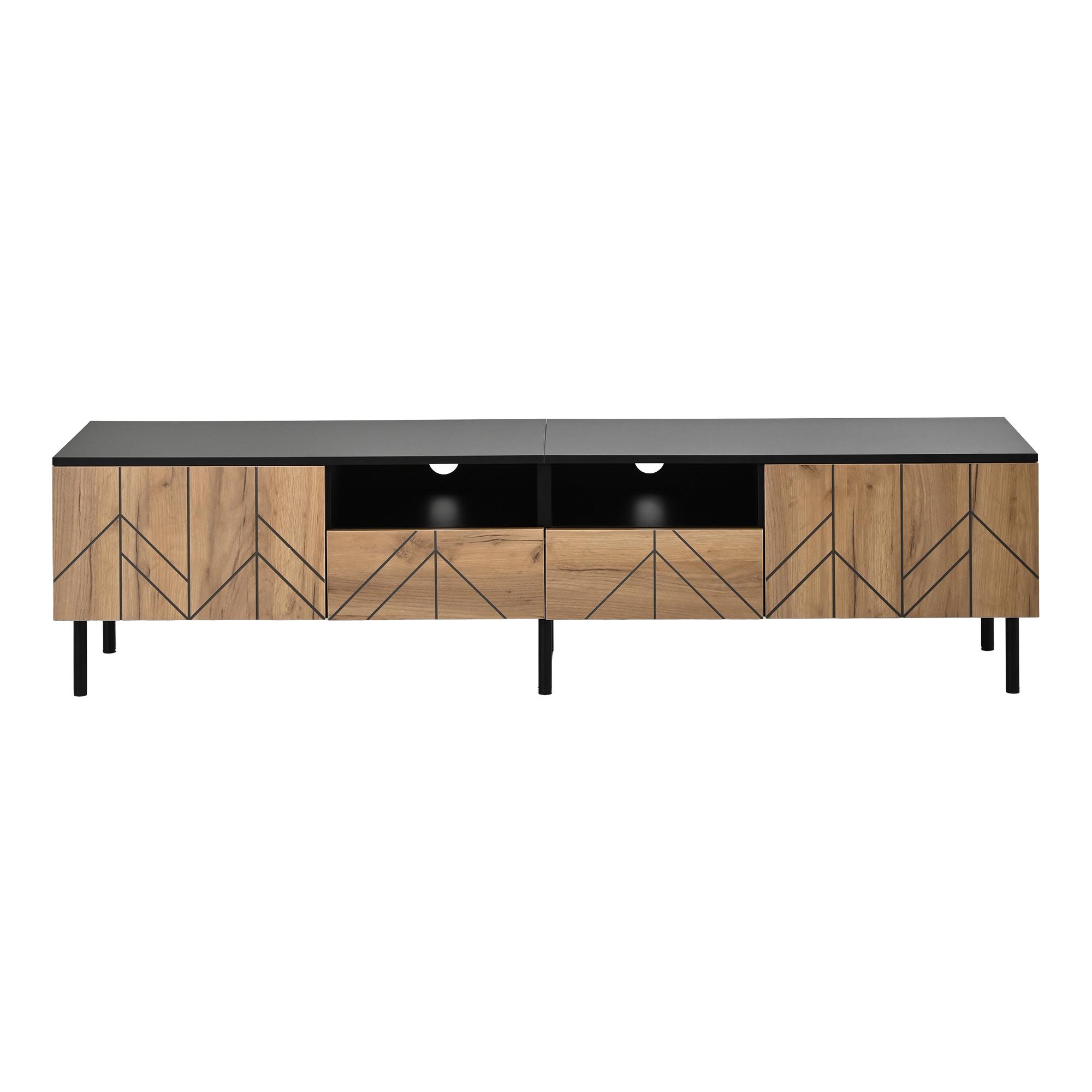 TV-LOWBOARD Walnuss Holzoptik 200cm für 80 Zoll TV mit 4 Türen & 2 Schubladen - Walnussfarben, Holzwerkstoff (200/55/39.5cm) - Urban Meuble