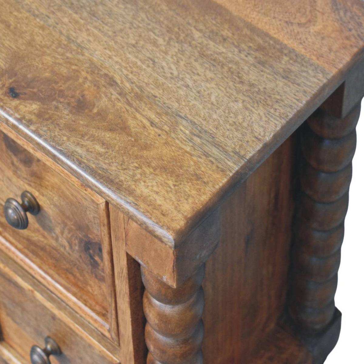 NACHTKASTEN Gerstendrehung, 2 Schubladen, Hellbraun - Hellbraun/Messingfarben, Holz/Metall (40/55/30cm) - Artisan Furniture