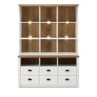 BUFFETSCHRANK weiß Pinie, Eiche hell Landhaus, Buffet 130 x 179 cm - Eichefarben/Schwarz, Holzwerkstoff/Metall (130/179/43cm) - Furn.Design
