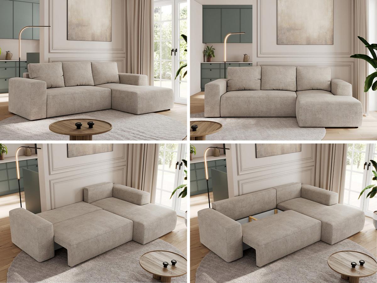 ECKSOFA TRENTINO L Beige Stukture - Rechts - Beige/Schwarz, Kunststoff/Textil (164/266cm) - MKS