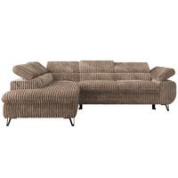 ECKSOFA PABLO L Braun Cord - Links Seite - Schwarz/Braun, Textil/Metall (208/273cm) - MKS