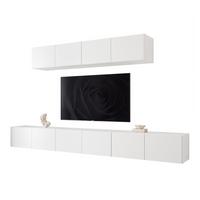 WOHNWAND ANGEL III Mattweiß hängend mit LED-Beleuchtung 300 cm - Weiß, Holzwerkstoff (300/36/40cm) - Idohome
