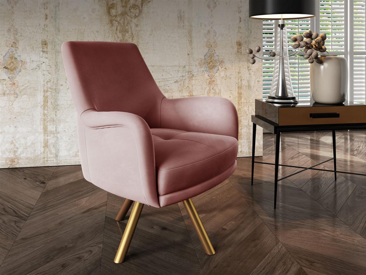 SOFASET Valerie 3-2 Und Drehsessel - Altrosa, Holzwerkstoff/Textil (228/79/90cm) - Fun Möbel