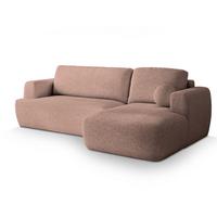 ECKSOFA SENTI N R-S Rosa Boucle-Stoff mit Schlaffunktion - Schwarz/Rosa, Holz/Kunststoff (246/148cm) - MASSENO