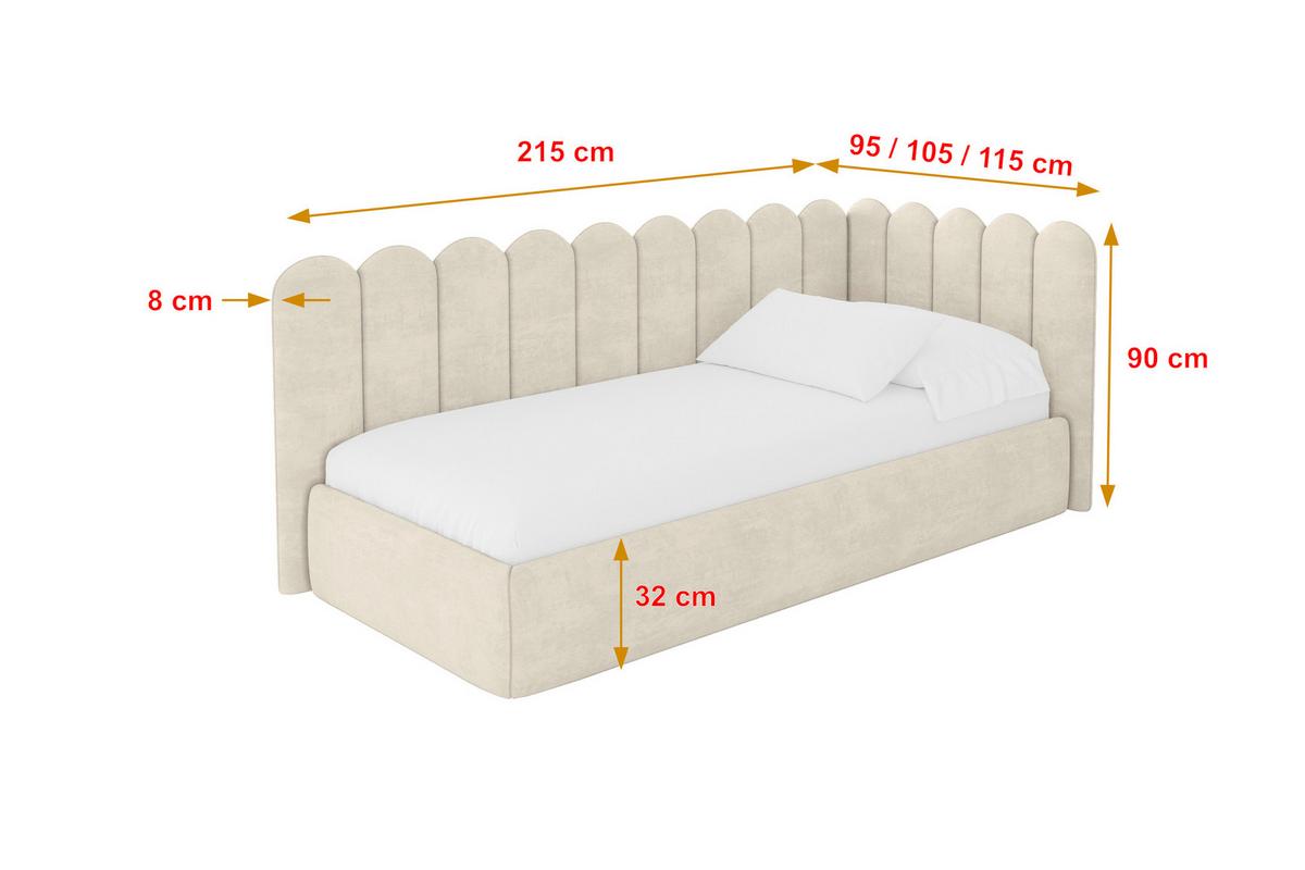 EINZELLBETT Jugendbett mit Bettkasten und Matratze H3/H4, Links - ARTY 100x200 Beige - Beige, Holzwerkstoff/Textil (100/200cm) - ALTDECOR