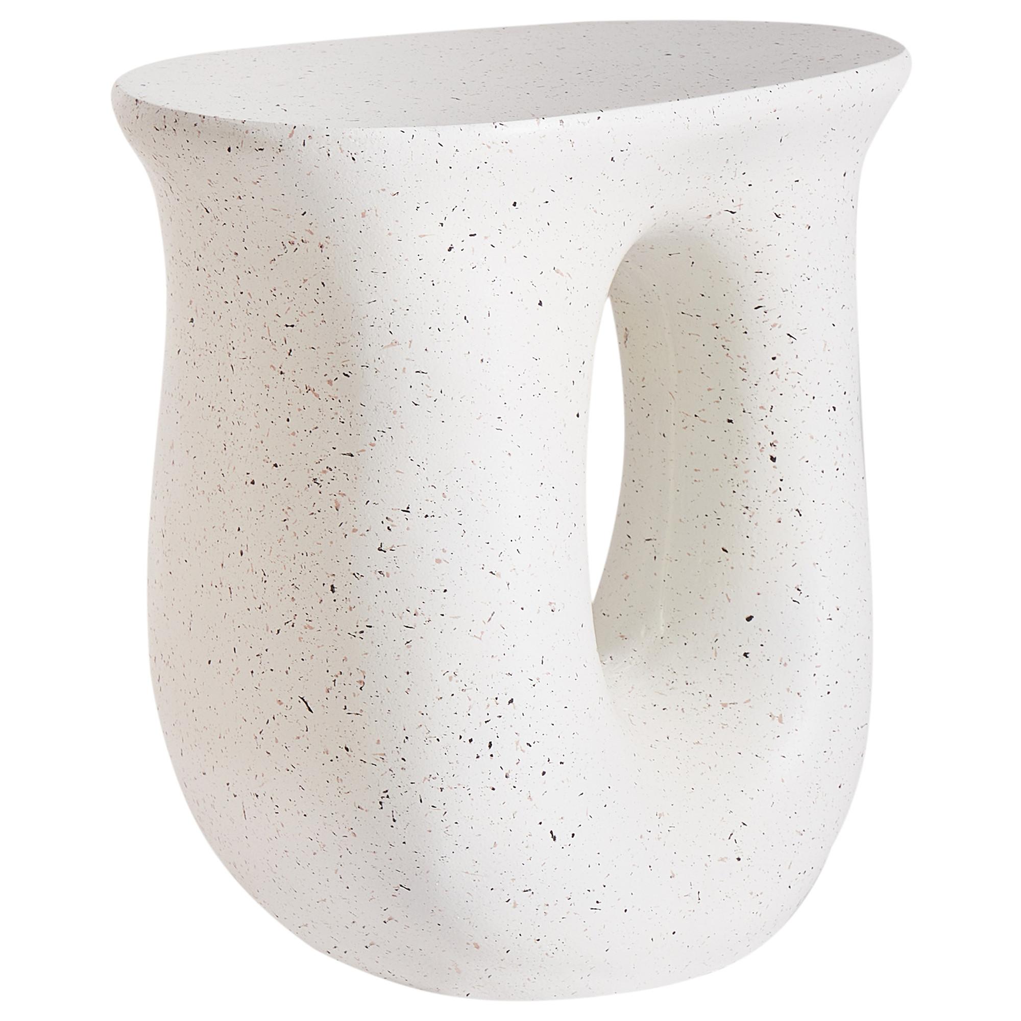 BEISTELLTISCH 42/28 cm Terrazzo Optik Cremeweiß Idro - Weiß, Keramik (42/28/46cm) - Beliani