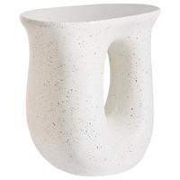 BEISTELLTISCH 42/28 cm Terrazzo Optik Cremeweiß Idro - Weiß, Keramik (42/28/46cm) - Beliani