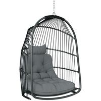 HÄNGESTUHL aus Rattanmit Kissen - Dunkelgrau, Metall (68/105/74cm) - Outsunny