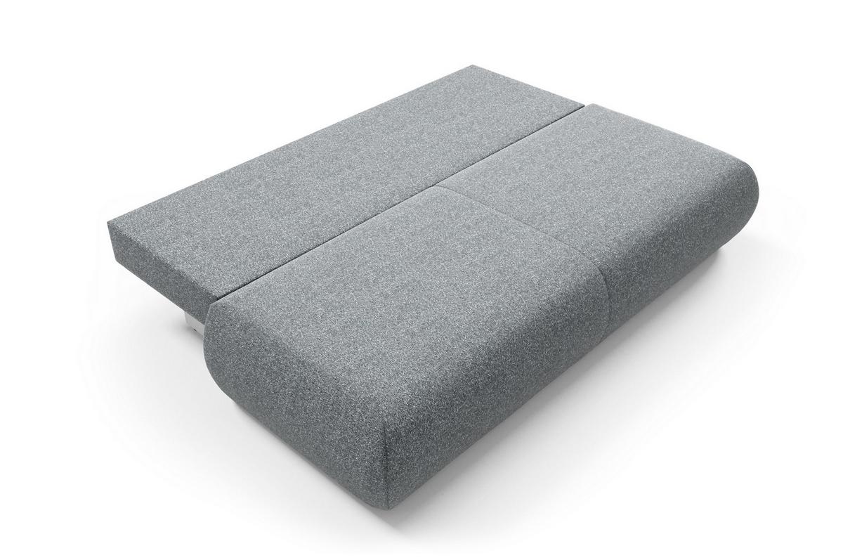 BETTSOFA DELTA Grau Geflochtener Stoff mit Schlaffunktion - Grau, Holz (214/74/100cm) - MASSENO