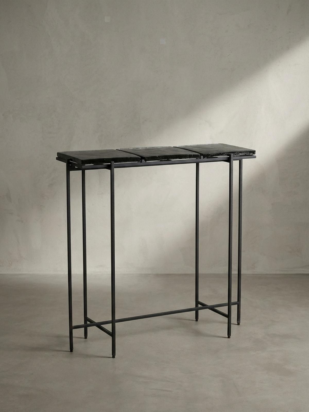 KONSOLENTISCH – Schwarz/Glas, 90x29x85 cm, Metallgestell, mit abnehmbaren Tischplatten - Schwarz, Glas/Metall (29/90/85cm) - KADIMA DESIGN
