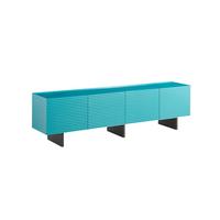 LOWBOARD LYNN Blau Holz - Blau/Schwarz, Holzwerkstoff/Metall (200/55/40cm) - KAWOLA
