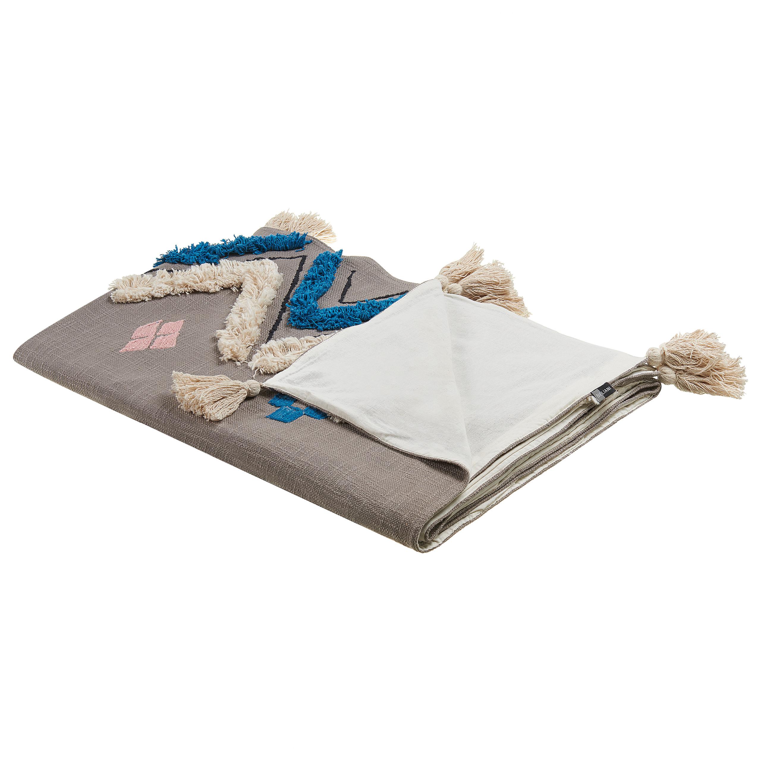 DECKE Grau Kottayam 130/180 cm - Grau, Naturmaterialien/Textil (130/180cm) - Beliani