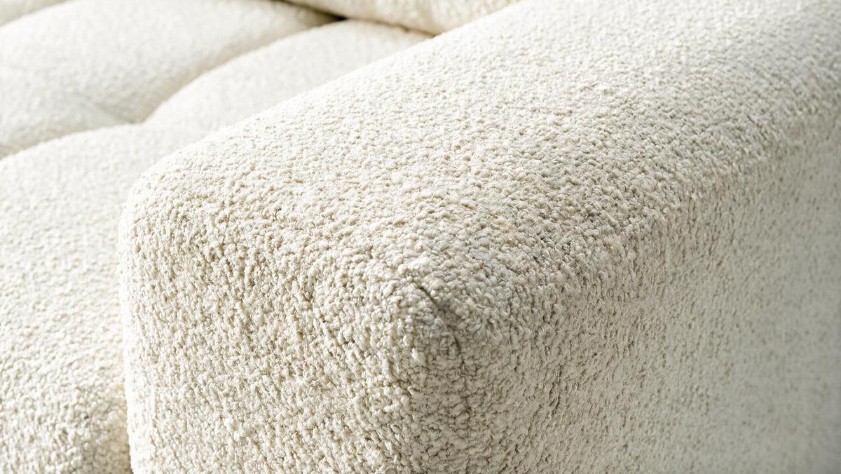 ECKSOFA Ovia mit Bettkasten und Schlaffunktion, Bouclé-Stoff in L-Form - Beige, Textil (270/185cm)