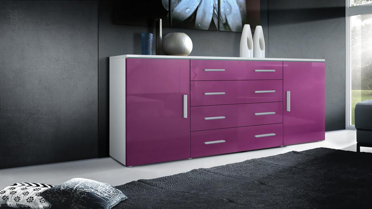 SIDEBOARD Verona Brombeer Hochglanz - Brombeere, Holzwerkstoff (166/72/35cm) - Vladon