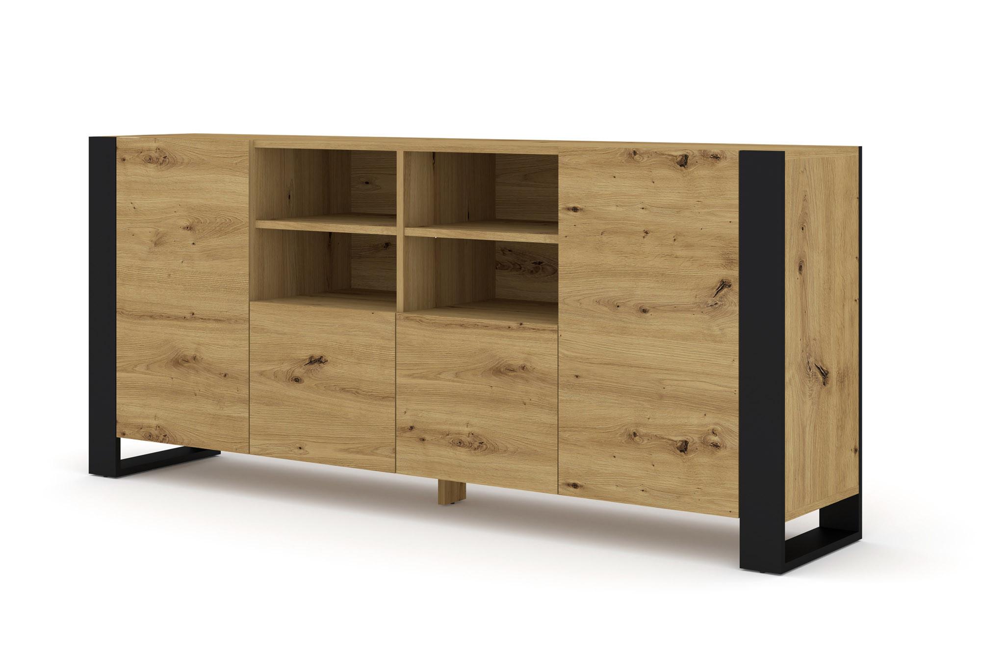 KOMMODE Artisan, Schwarz 188/84/40 - Schwarz, Holzwerkstoff (188/84/40cm) - RAUMHIRSCH FURNITURE