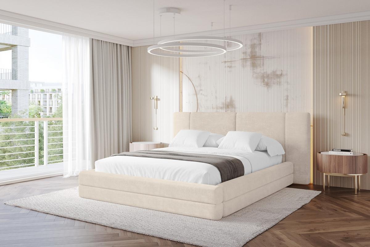 POLSTERBETT mit Bettkasten und Lattenrost, Bett mit Matratze H3/H4 - TEVO 140x200 Beige - Beige, Holzwerkstoff/Textil (140/200cm) - ALTDECOR