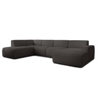 WOHNLANDSCHAFT Didim Grau 378/220/78 cm – großes Sofa stilvoll & bequem L - Schwarz/Grau, Kunststoff/Textil (220/78/378cm) - AX Living