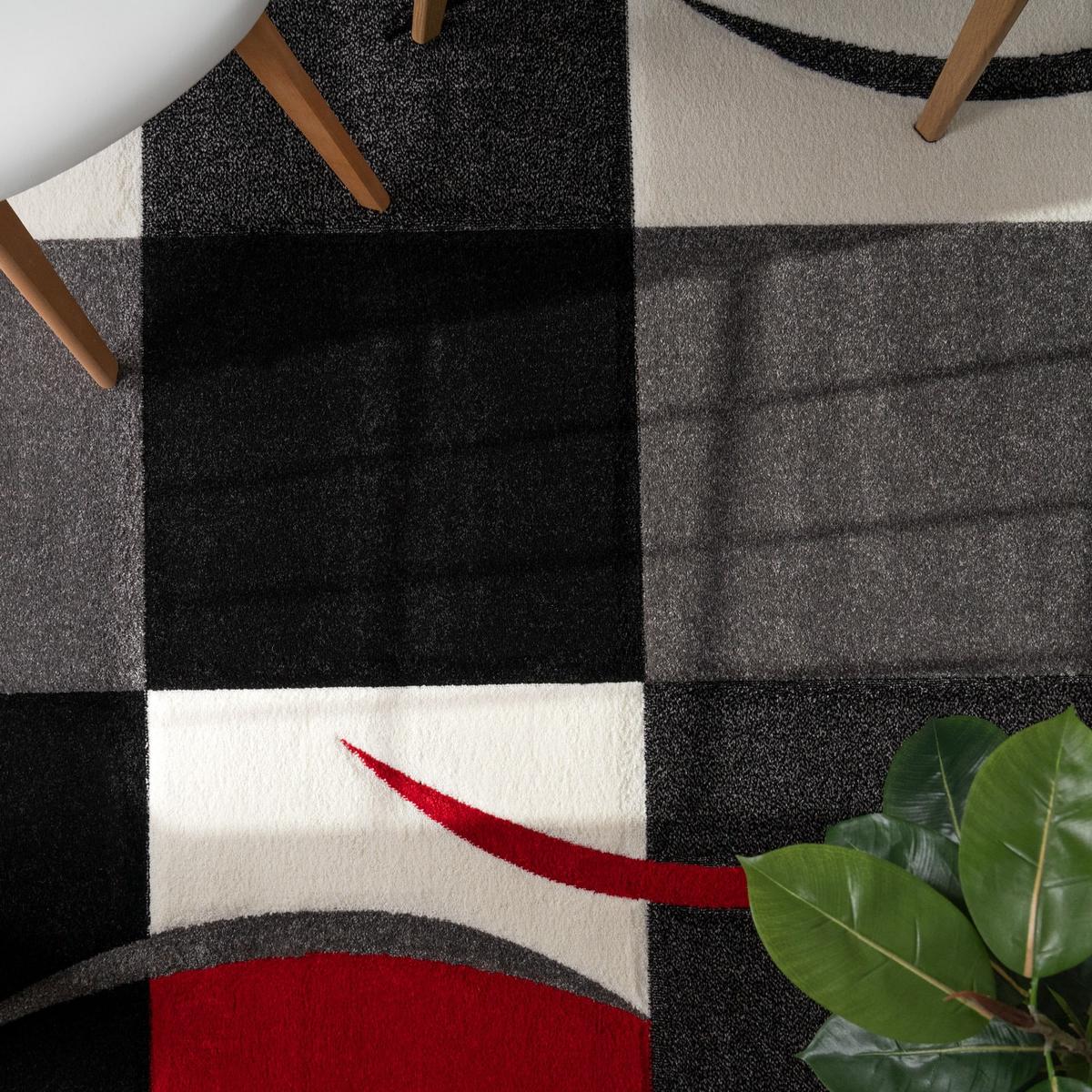 KURZFLORTEPPICH, kariert, Florhöhe 12 mm, Rot, 120 x 170 cm - Rot, Textil (170/120cm) - KADIMA DESIGN