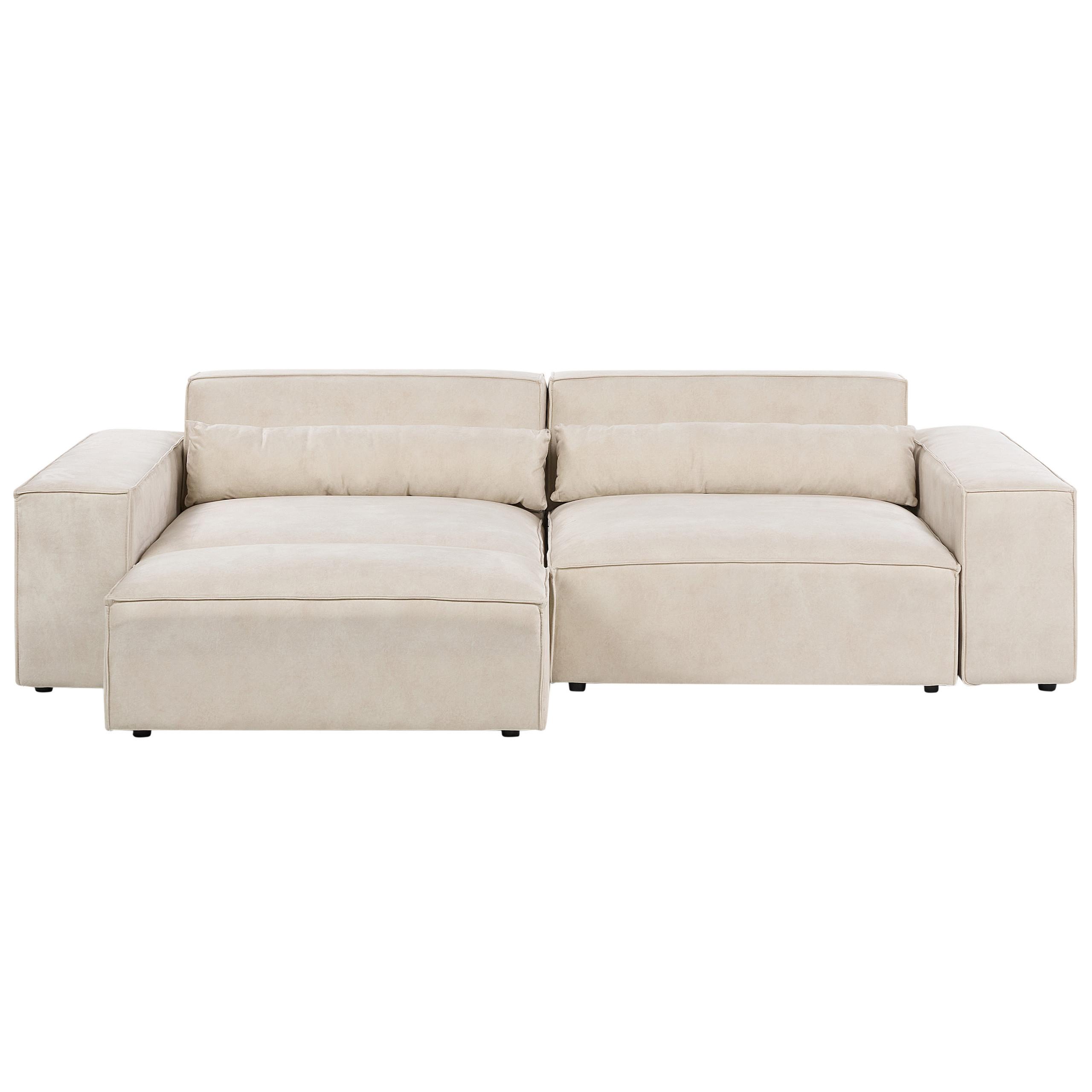 2-SITZER-SOFA Samtstoff hellbeige mit Ottomane Hellnar - Beige, Textil (262/70/126cm) - Beliani
