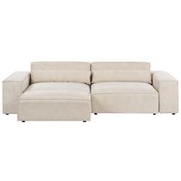 2-SITZER-SOFA Samtstoff hellbeige mit Ottomane Hellnar - Beige, Textil (262/70/126cm) - Beliani