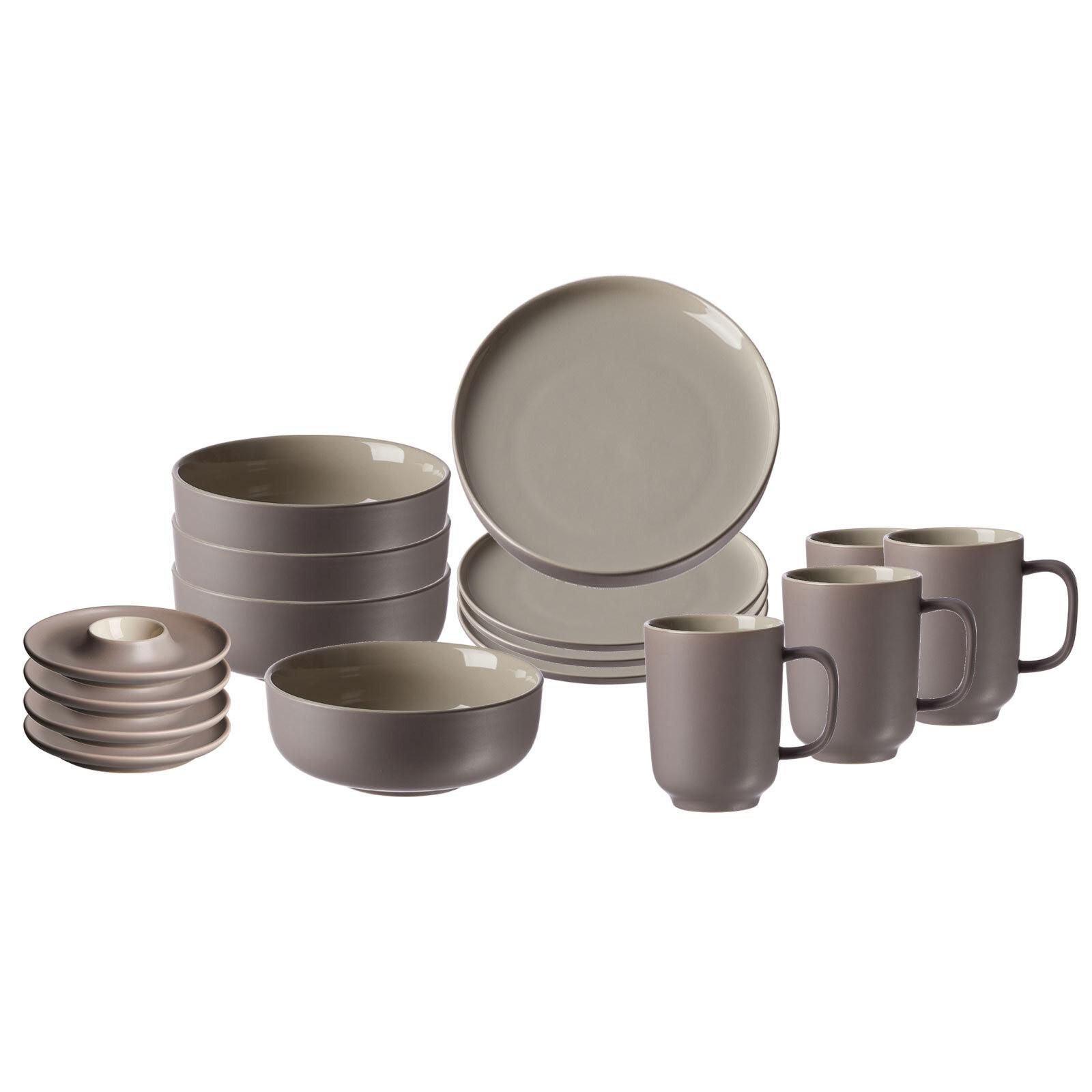 FRÜHSTÜCKSSET Jasper Taupe 16-tlg. - Taupe, Keramik (2/2/2cm) - Ritzenhoff Breker