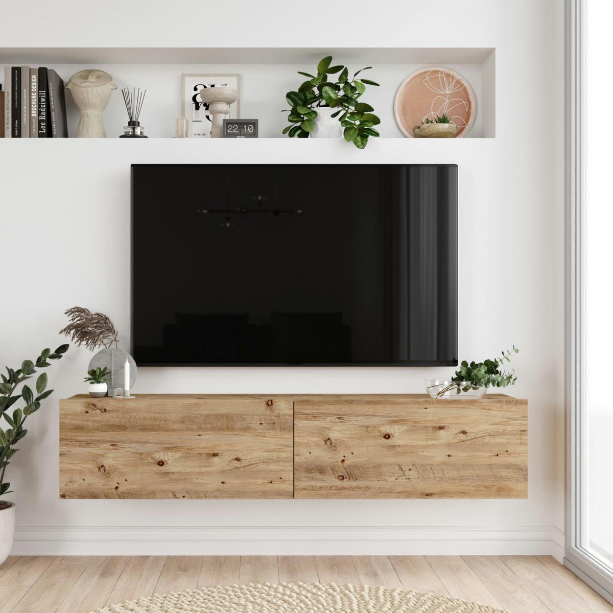 TV-ELEMENT Lapinlahti - Naturfarben, Holzwerkstoff (140/29.5/31.5cm) - [en.casa]