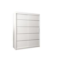 SCHWEBETÜRENSCHRANK 200/150/62 2-türig - Silberfarben/Weiß, Holz/Kunststoff (150/200/62cm) - MÖBEL KRYSPOL